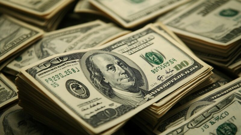 Close-up image of stacked U.S. $100 bills, representing different types of income considered by the Social Security Administration
